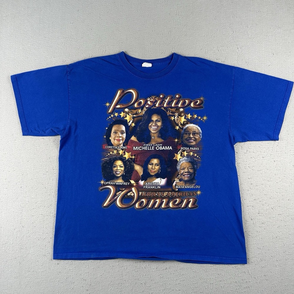Vtg Y2K African American Positive Women T Shirt 2XL Blue‎ Black History
